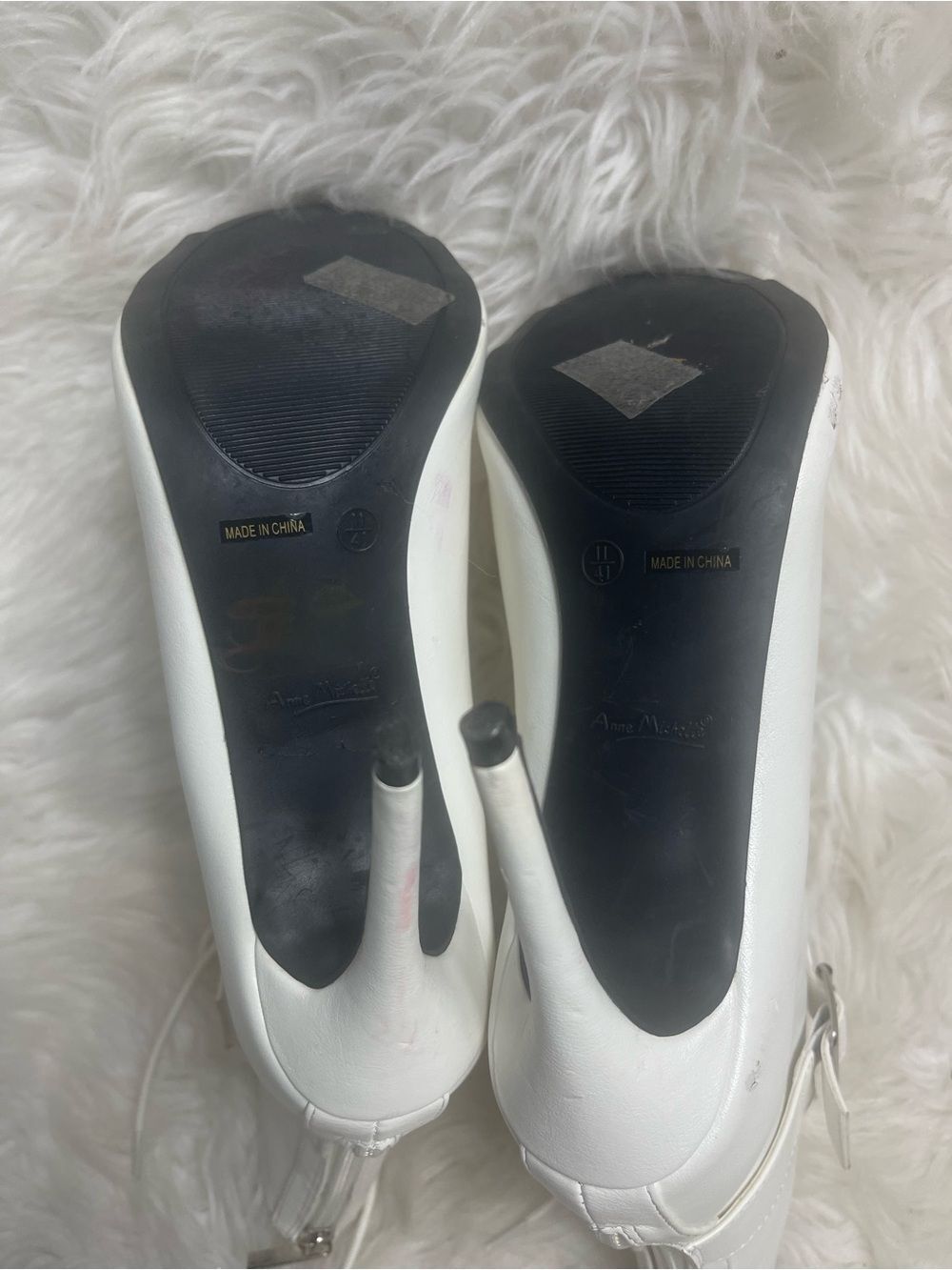 Anne Michelle White Lace-Up Peep-Toe Ankle Boots Buckle accent back zipper SZ11 - Picture 9 of 10